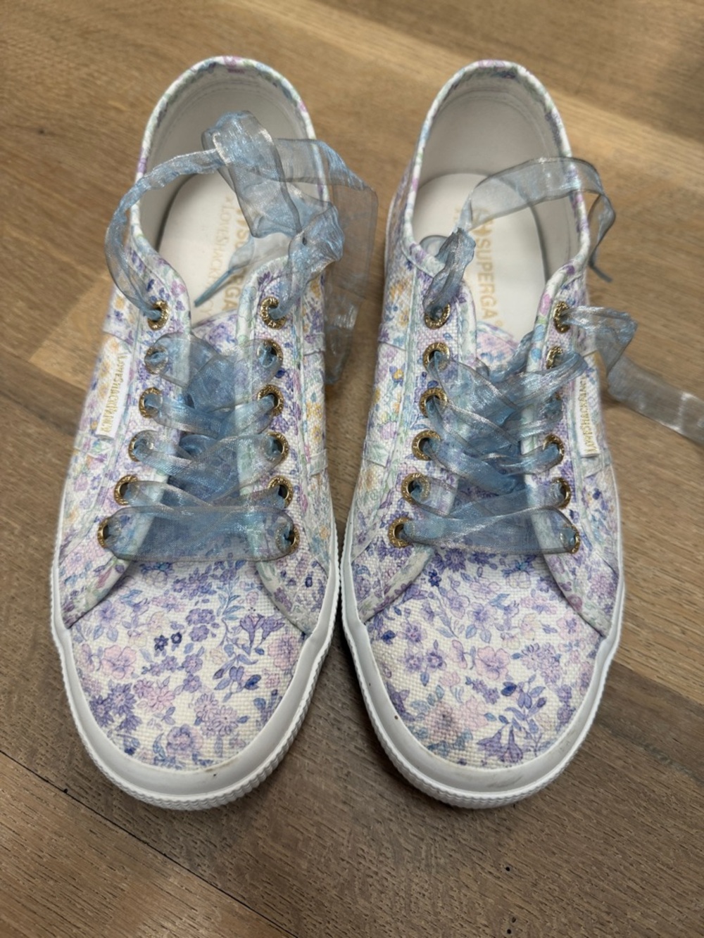 Loveshackfancy x superga Floral Lace-Up Women's Sneakers in Lavender and White
